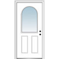 Primed Steel 1/2 Lite Clear Glass Left-Hand Inswing Prehung Front Door 36" x 80" A326