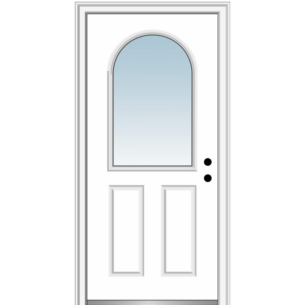 Primed Steel 1/2 Lite Clear Glass Left-Hand Inswing Prehung Front Door 36" x 80" A326