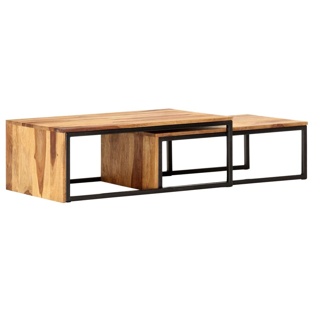 2 Pcs Solid Sheesham Wood Nesting Tables P43592