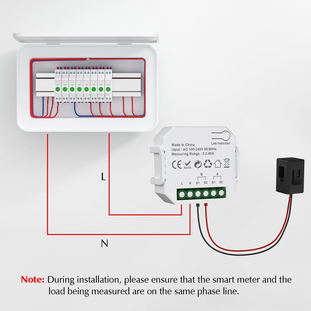 1-Channel WiFi Power Meter 80A Smart Energy Monitor L526625