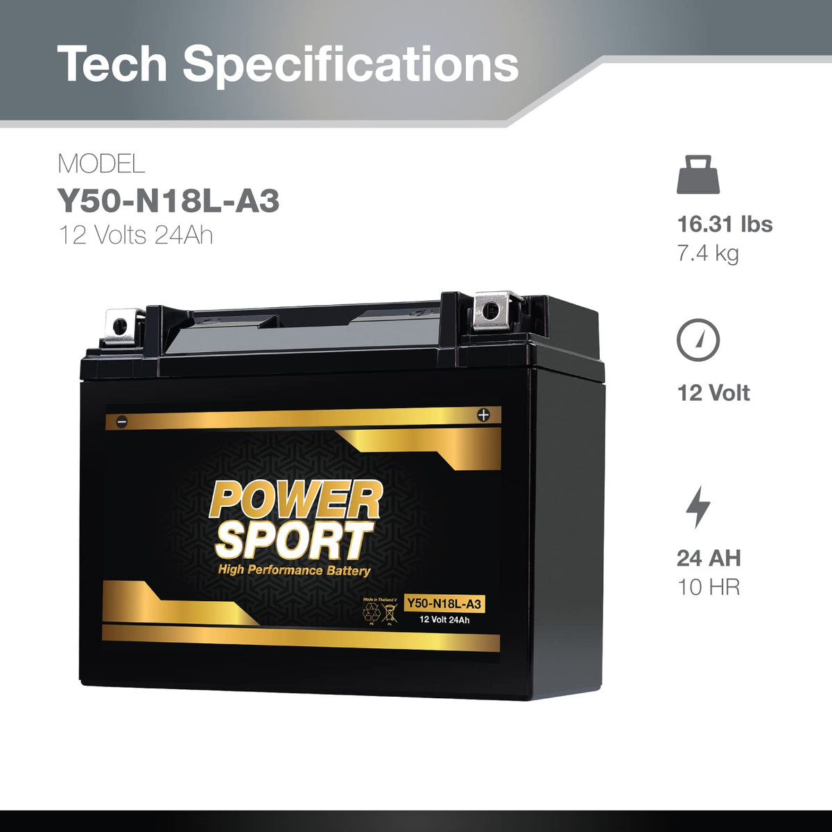 12V 24AH SLA Motorcycle Battery 330 CCA C58860