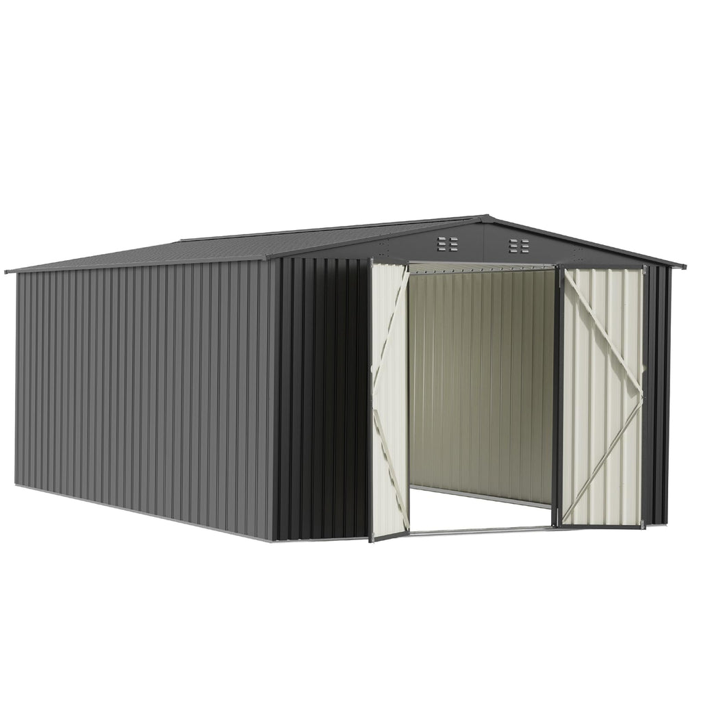 10X14 FT Metal Outdoor Storage Shed with Lockable Doors A636603