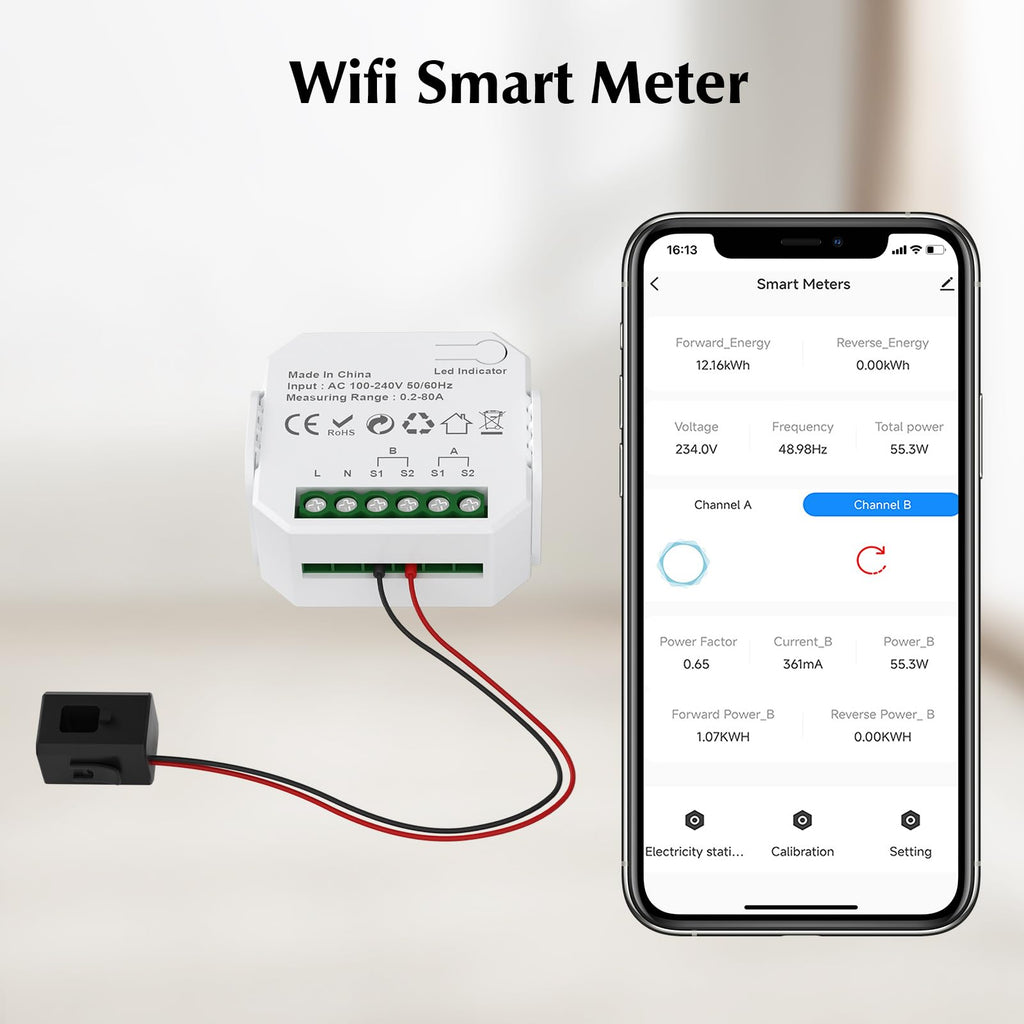 1-Channel WiFi Power Meter 80A Smart Energy Monitor L526625