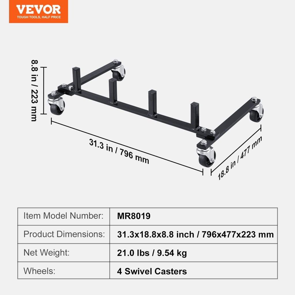 Car Dolly Rack with 360° Rotatable Wheels, 4-Dolly Capacity W340720