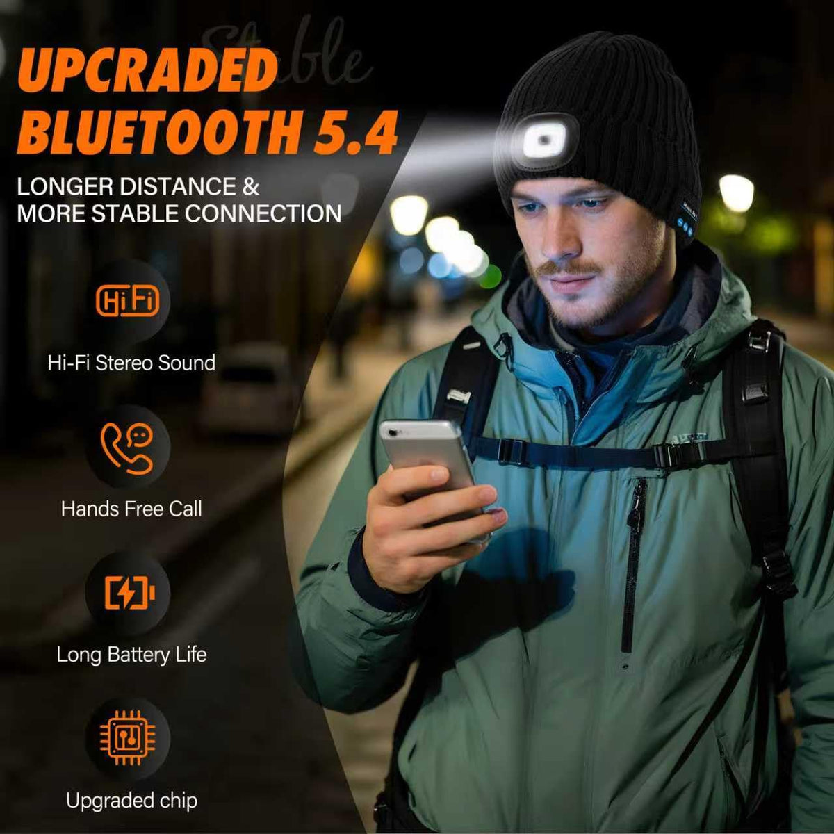 2 Pack Bluetooth Beanie Hat with Light G8895