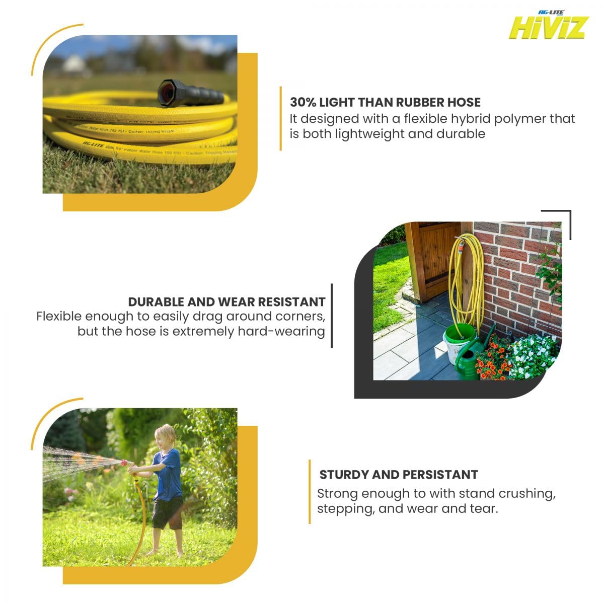 100% Premium Rubber Water Hose 3/4" X 100' H54797
