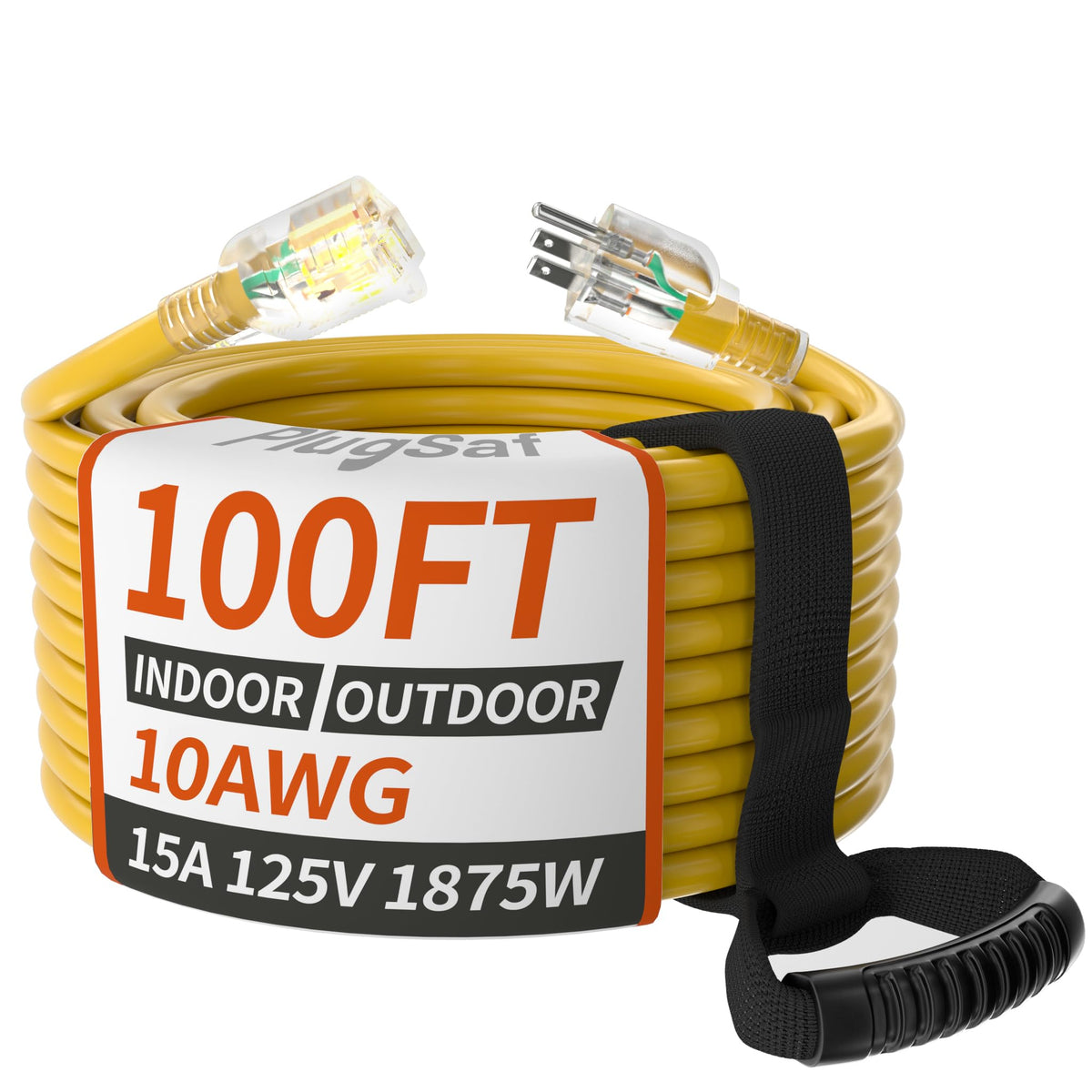 100ft 10 Gauge Waterproof Outdoor Extension Cord Yellow Z949446