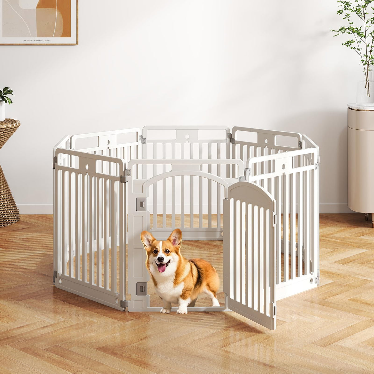 16 Panel 32''H Plastic Dog Playpen with Lockable Door B90054
