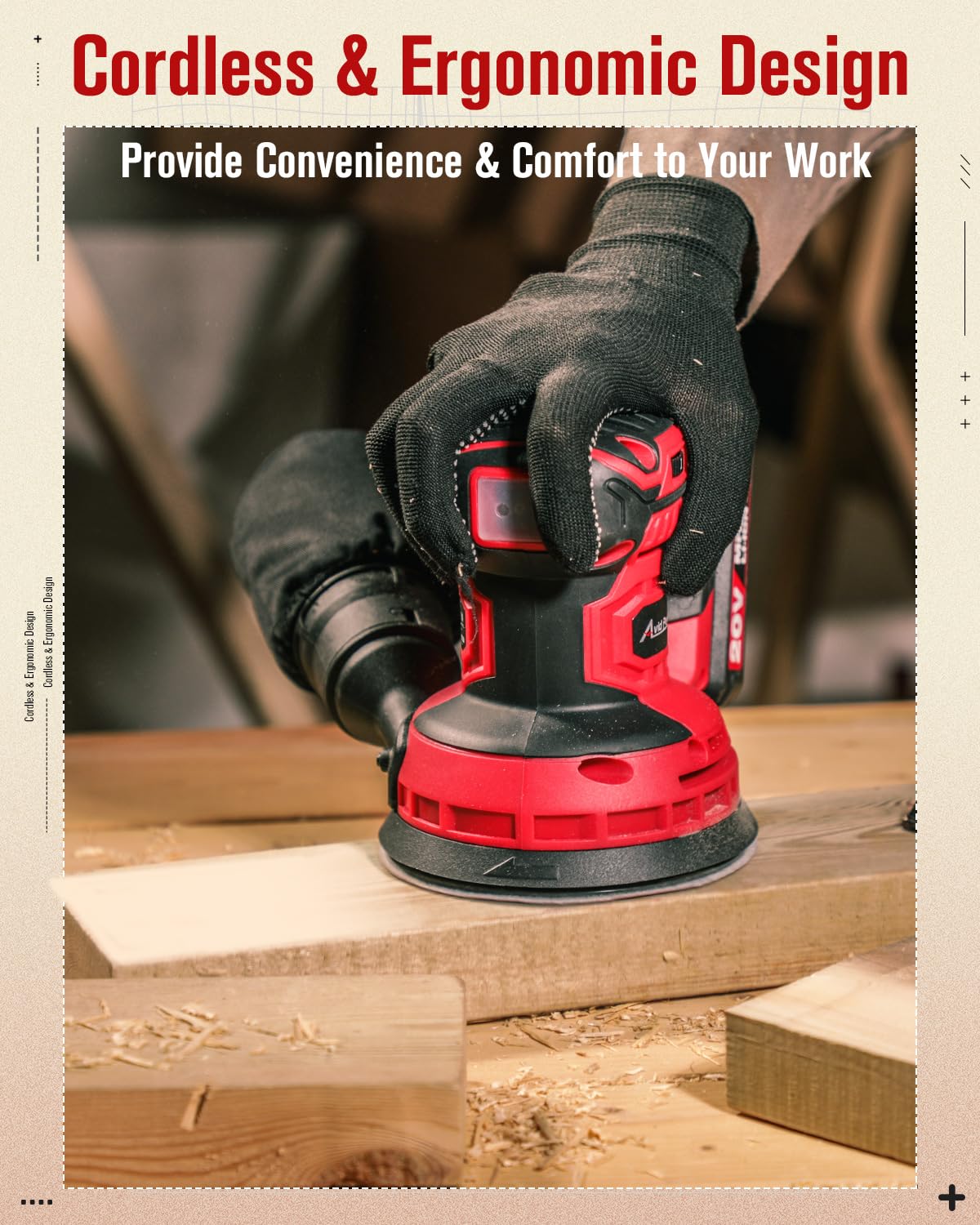 20V Cordless Random Orbital Sander 5” E871