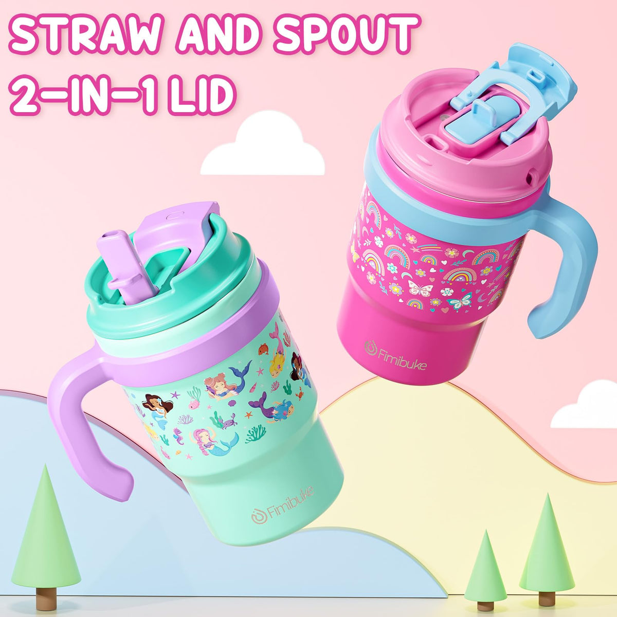 16oz Kids Insulated Tumbler with Handle, 2 Pack D16080