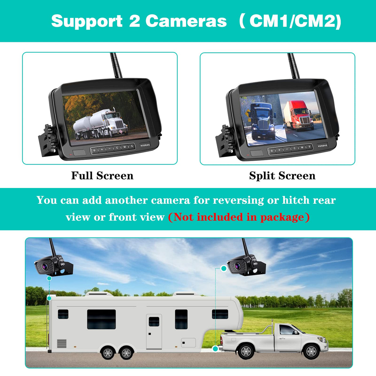 Wireless Backup Camera 7 Inch Monitor Rear View Camera System IP69 Waterproof Night Vision G9788