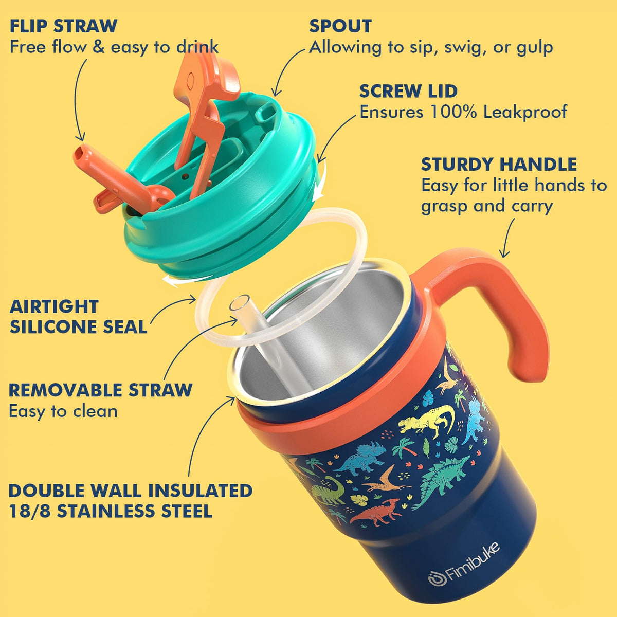 16oz Kids Insulated Tumbler with Handle, 2 Pack D16080