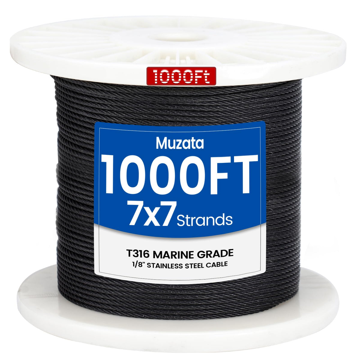 1/8" Black T316 Stainless Steel Cable Railing Wire Rope W160