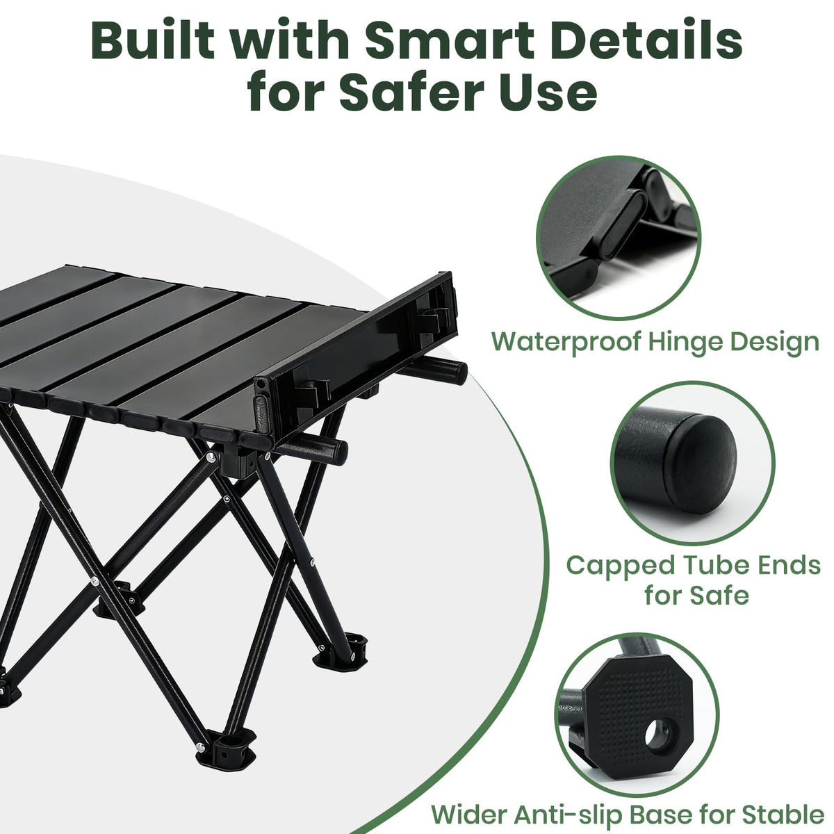 2 Pack Black Foldable Camping Table Y774