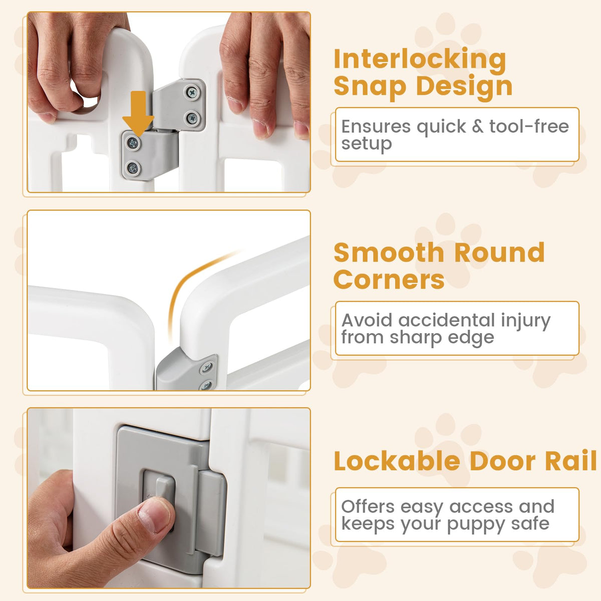 16 Panel 32''H Plastic Dog Playpen with Lockable Door B90054