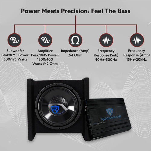 10" Car Subwoofer Enclosure with Mono Amplifier C7030