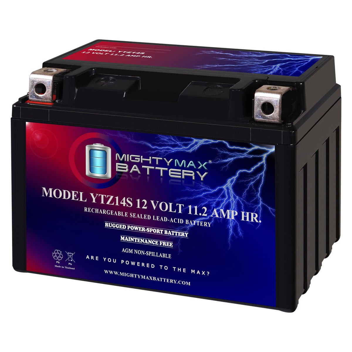 12 Volt 11.2 AH 230 CCA Rechargeable Maintenance Free SLA AGM Motorcycle Battery B92116
