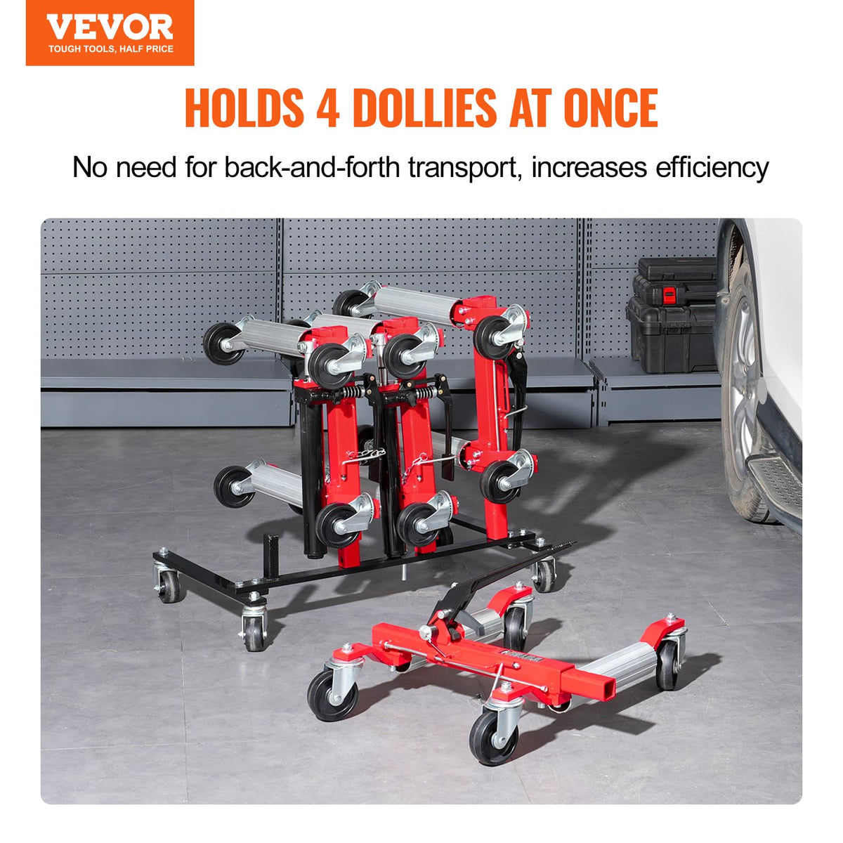 Car Dolly Rack with 360° Rotatable Wheels, 4-Dolly Capacity W340720