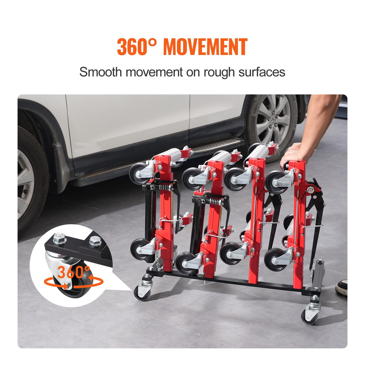 Car Dolly Rack with 360° Rotatable Wheels, 4-Dolly Capacity W340720