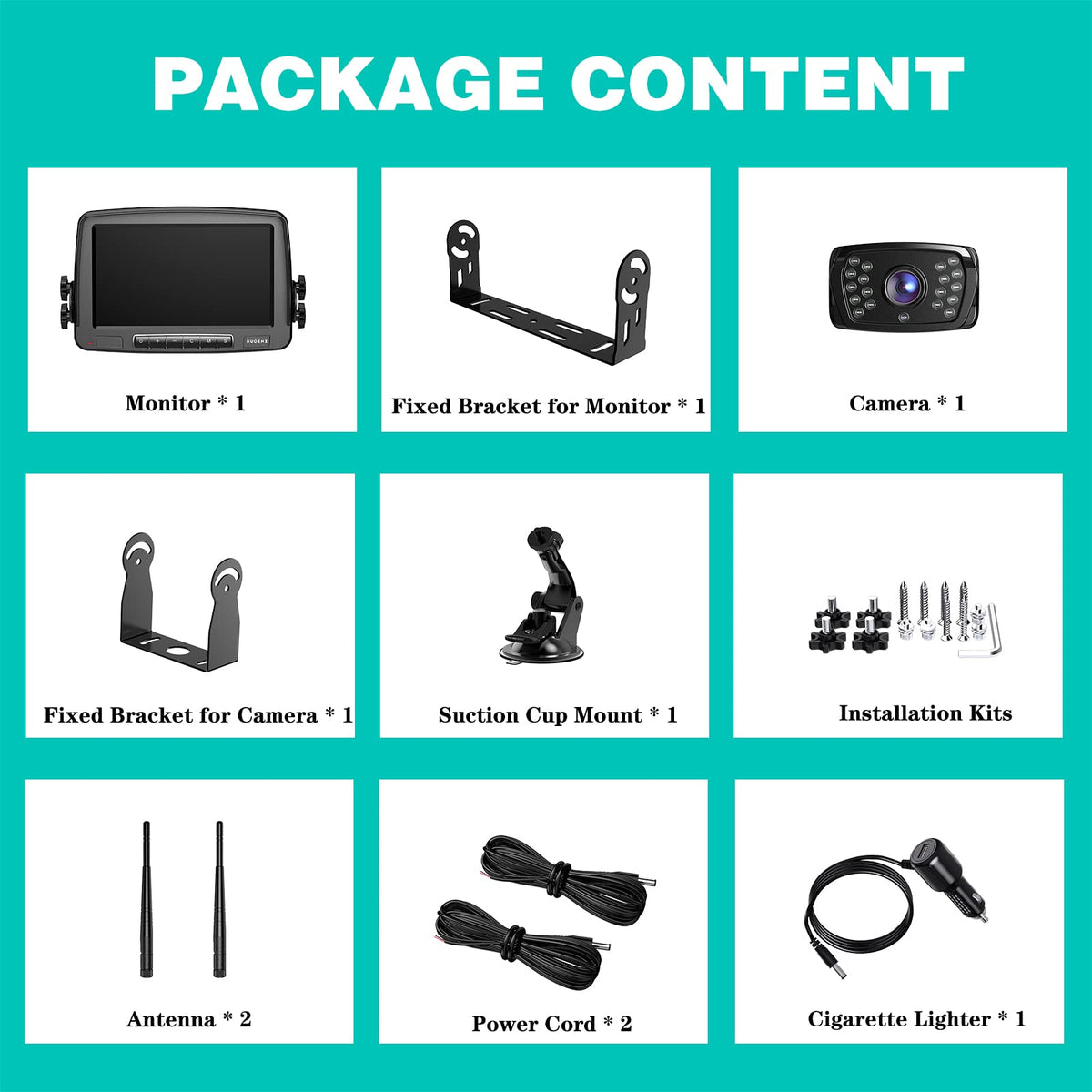 Wireless Backup Camera 7 Inch Monitor Rear View Camera System IP69 Waterproof Night Vision G9788