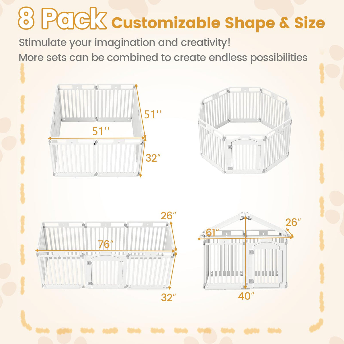 16 Panel 32''H Plastic Dog Playpen with Lockable Door B90054