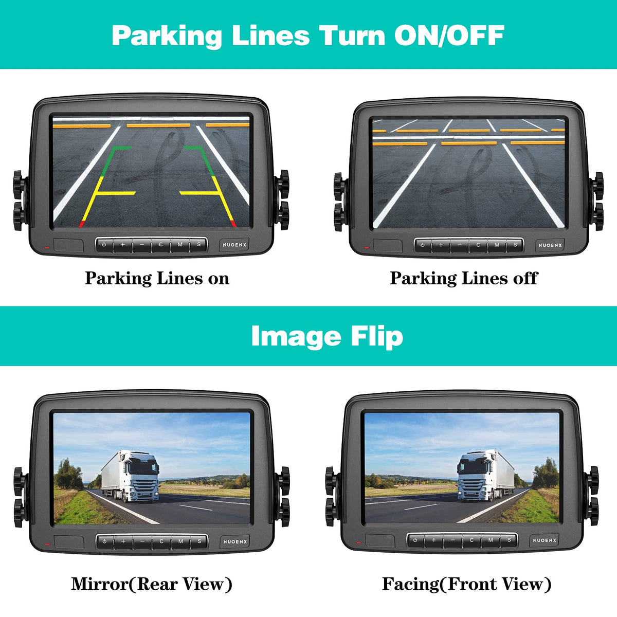 Wireless Backup Camera 7 Inch Monitor Rear View Camera System IP69 Waterproof Night Vision G9788