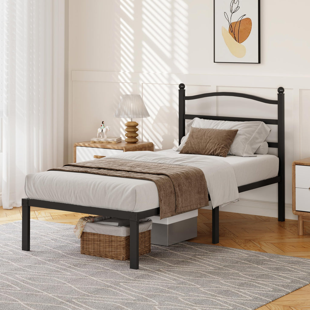 14 Inch Twin Size Metal Platform Bed Frame with Headboard M532