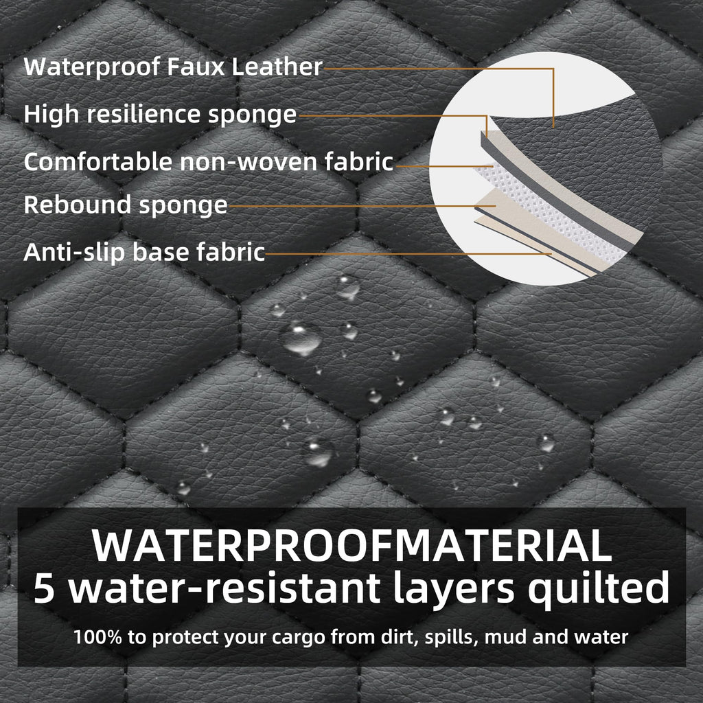 Leather Waterproof Car Seat Cover Full Set Black Y659270