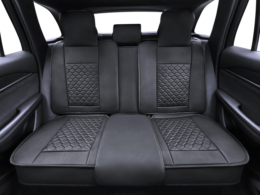 Leather Waterproof Car Seat Cover Full Set Black Y659270