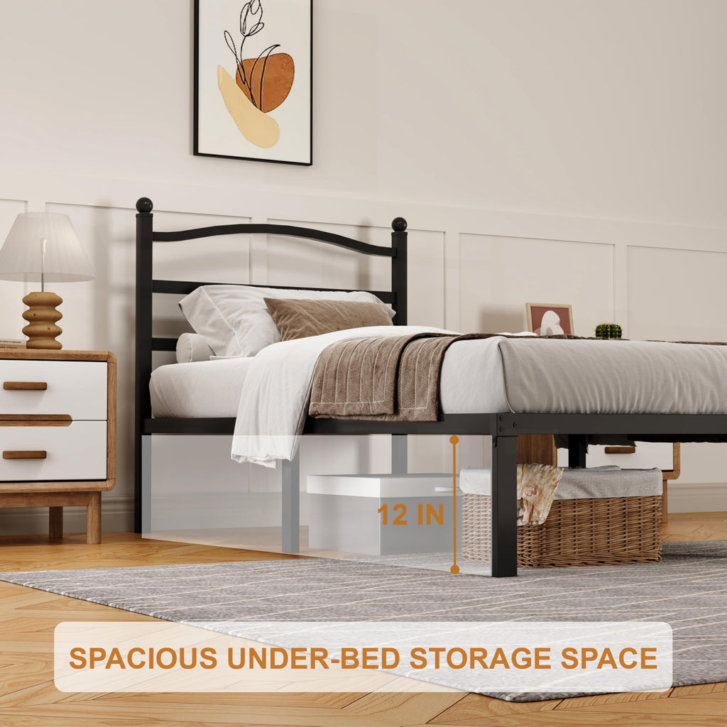 14 Inch Twin Size Metal Platform Bed Frame with Headboard M532
