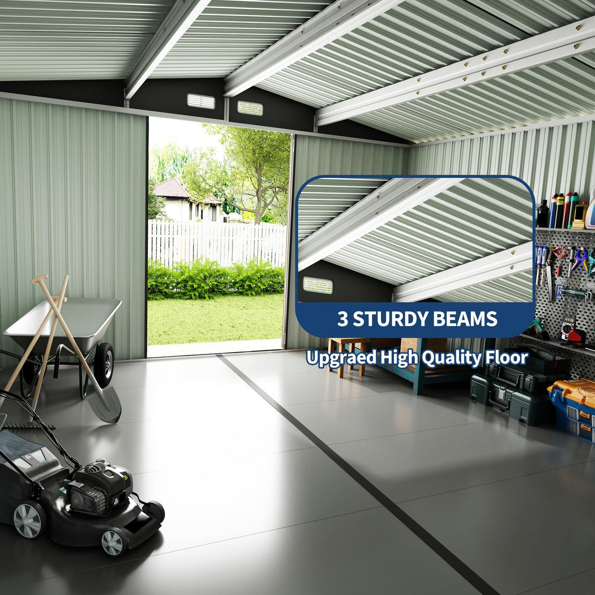 10X14 Ft Metal Storage Building with Lockable Door H8607
