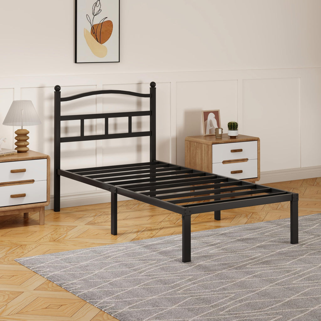 14 Inch Twin Size Metal Platform Bed Frame with Headboard M532