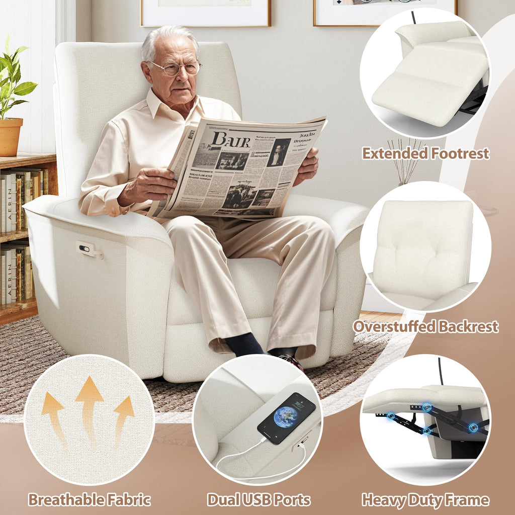 Power Swivel Rocker Recliner Chair with Phone Holder and USB Ports X98498