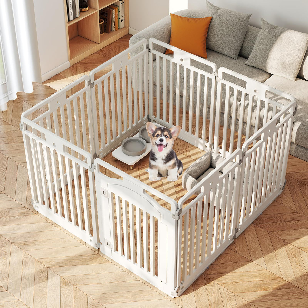 16 Panel 32''H Plastic Dog Playpen with Lockable Door B90054