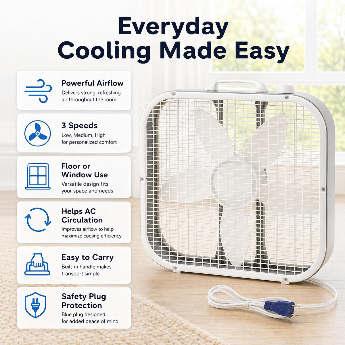 20 Inch 3-Speed Box Fan N6937