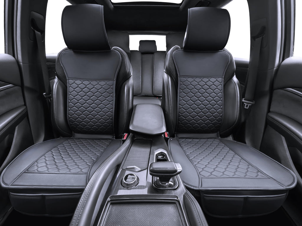 Leather Waterproof Car Seat Cover Full Set Black Y659270