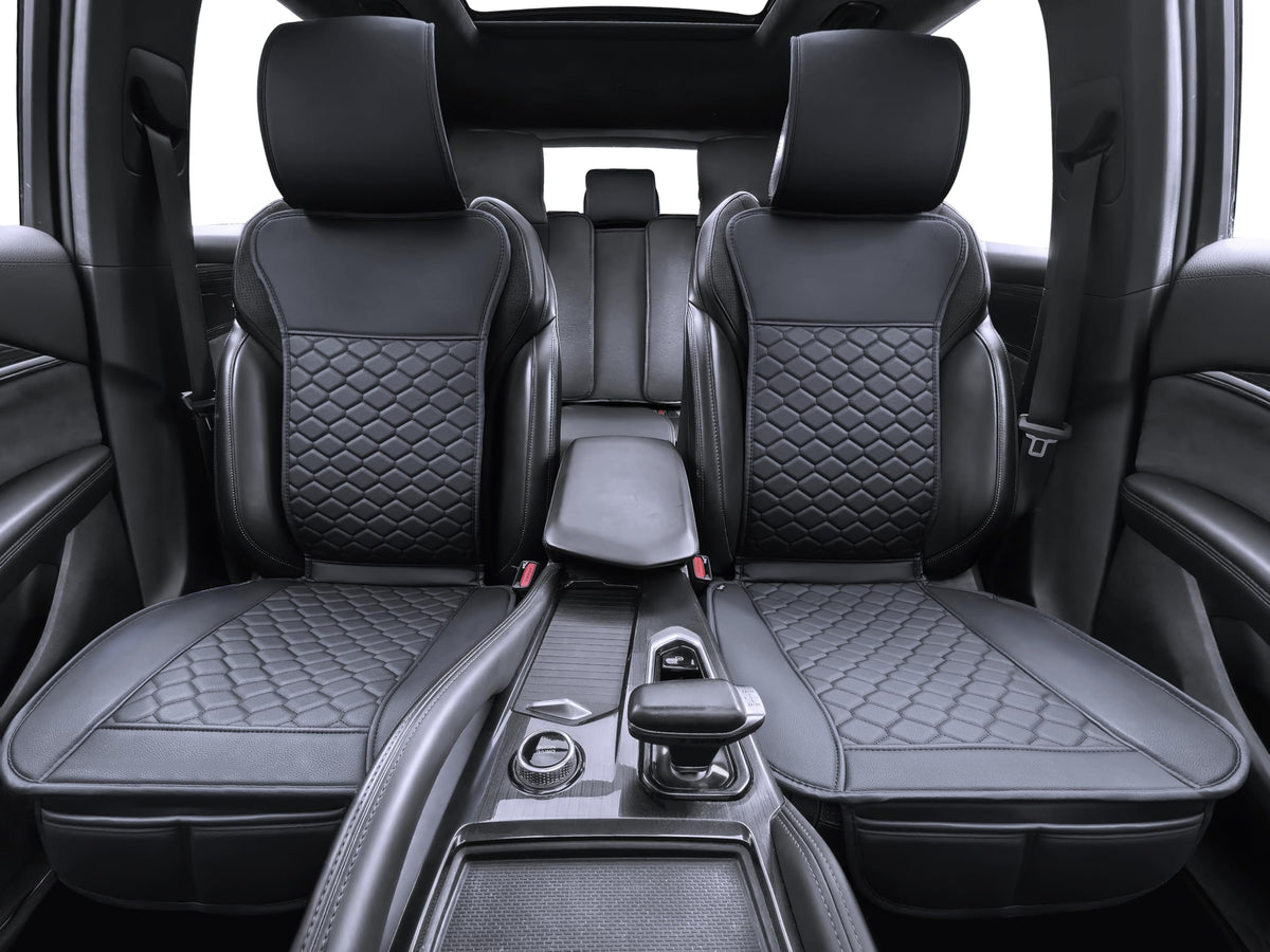 Leather Waterproof Car Seat Cover Full Set Black Y659270