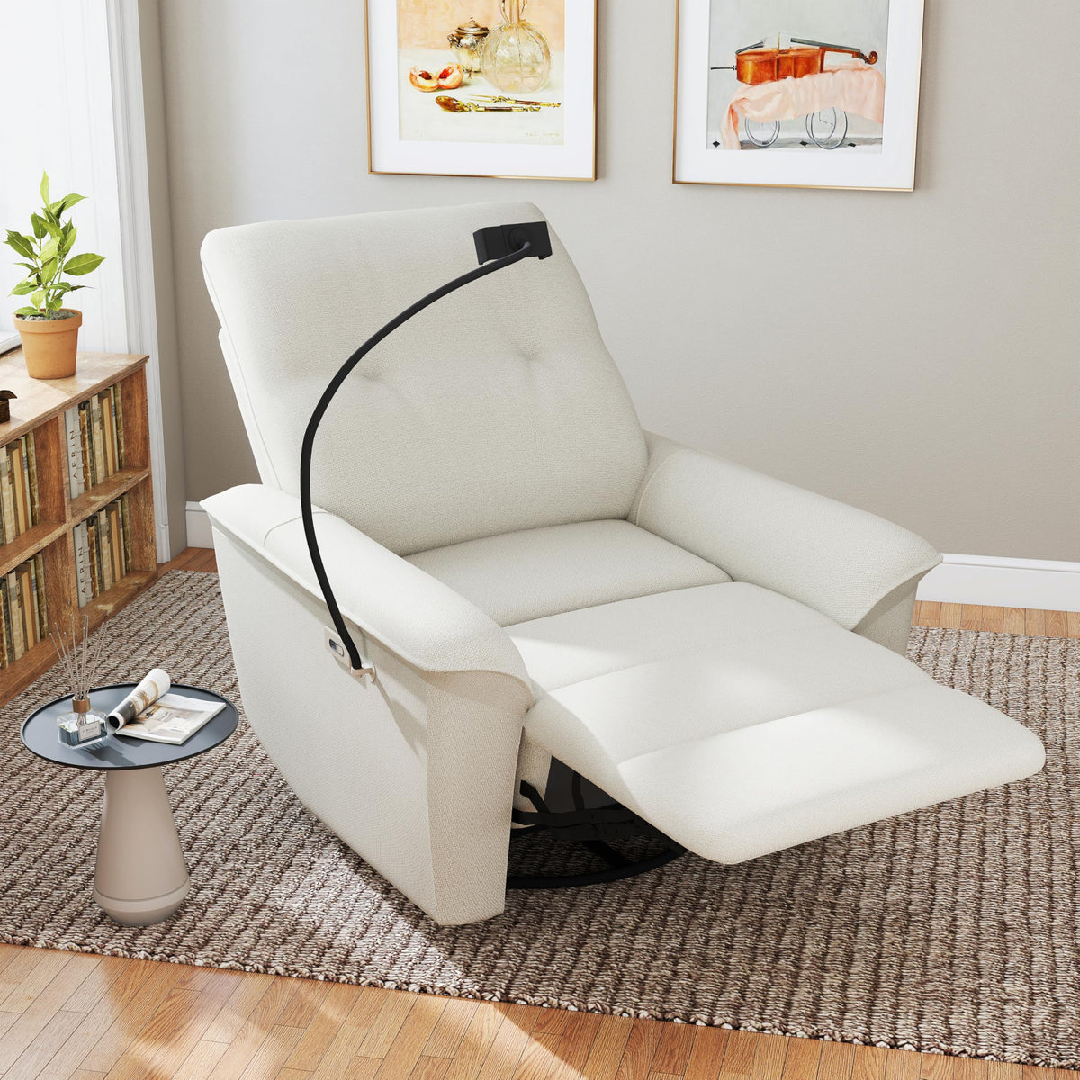 Power Swivel Rocker Recliner Chair with Phone Holder and USB Ports X98498