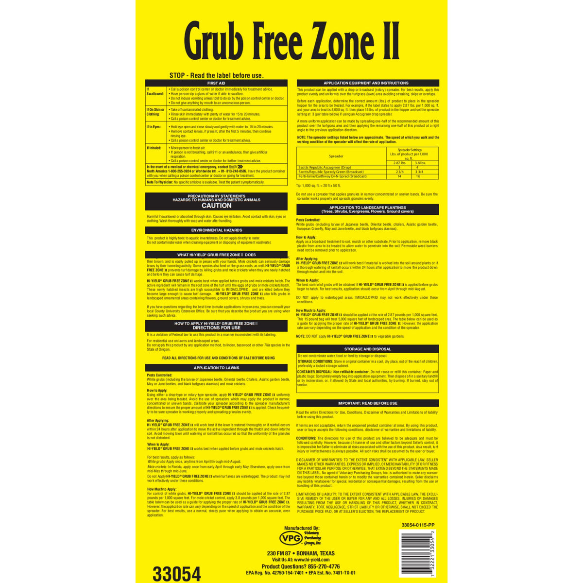 15 lbs. Grub Free Zone II Q964935